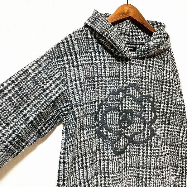  wnc インゲボルグ チュニック 黒 グレー チェック 花 フード付き レディース 940176 長袖 チュニック