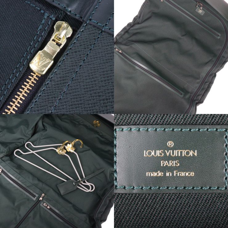 LOUIS VUITTON ルイ ヴィトン タイガ ポルタブル ジベシエール スーツケース M30694 レザー  ナイロンキャンバス エピセア ゴールド金具  ガーメントバッグ 2WAY ショルダーバッグ ビトン グリーン 【本物保証】 LOUIS VUITTON ルイ ヴィトン ポルタブル ジベシエール スーツケース