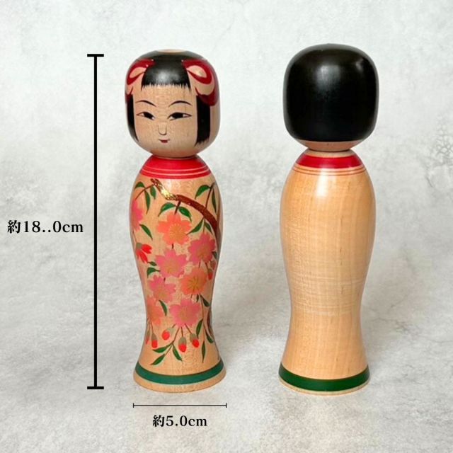 蒔絵こけし 置物 ギフト おしゃれ 高級 | 木製 6寸 18cm 桜模様