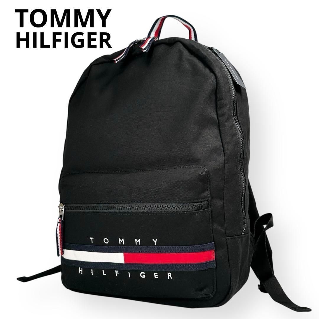 ♥ TOMMY HILFIGER リュック トリコロール トミーヒルフィガー トミー ブラック ユニセックス 男女兼用 バックパック A4収納