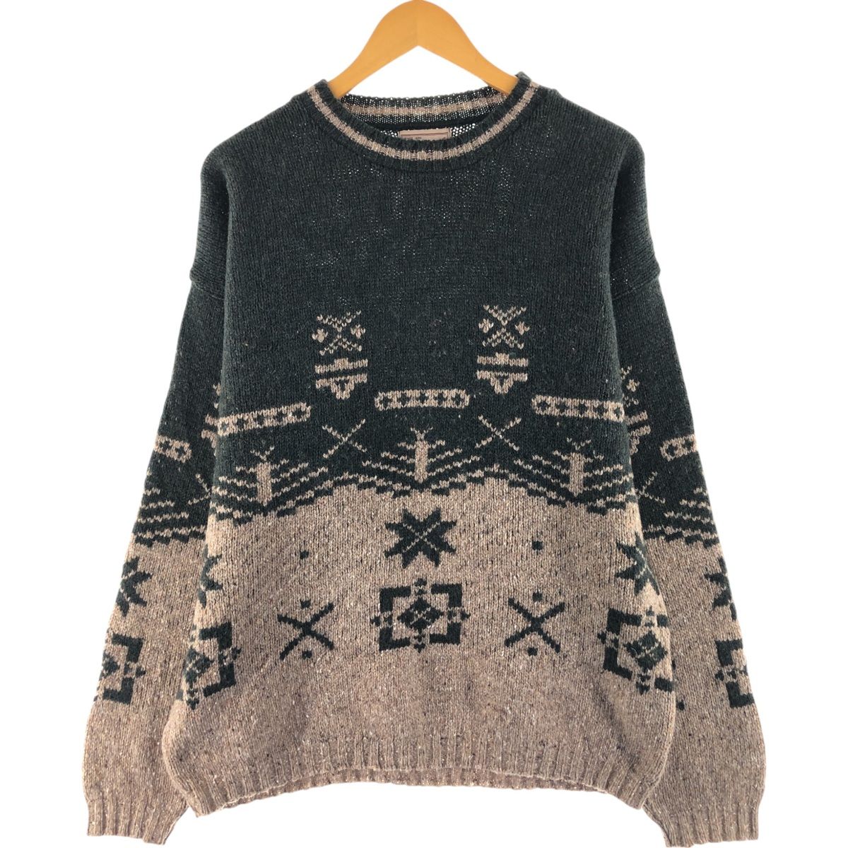 古着 ウールリッチ WOOLRICH スノー柄 雪柄 ウールニットセーター USA製 メンズL相当/eaa510309