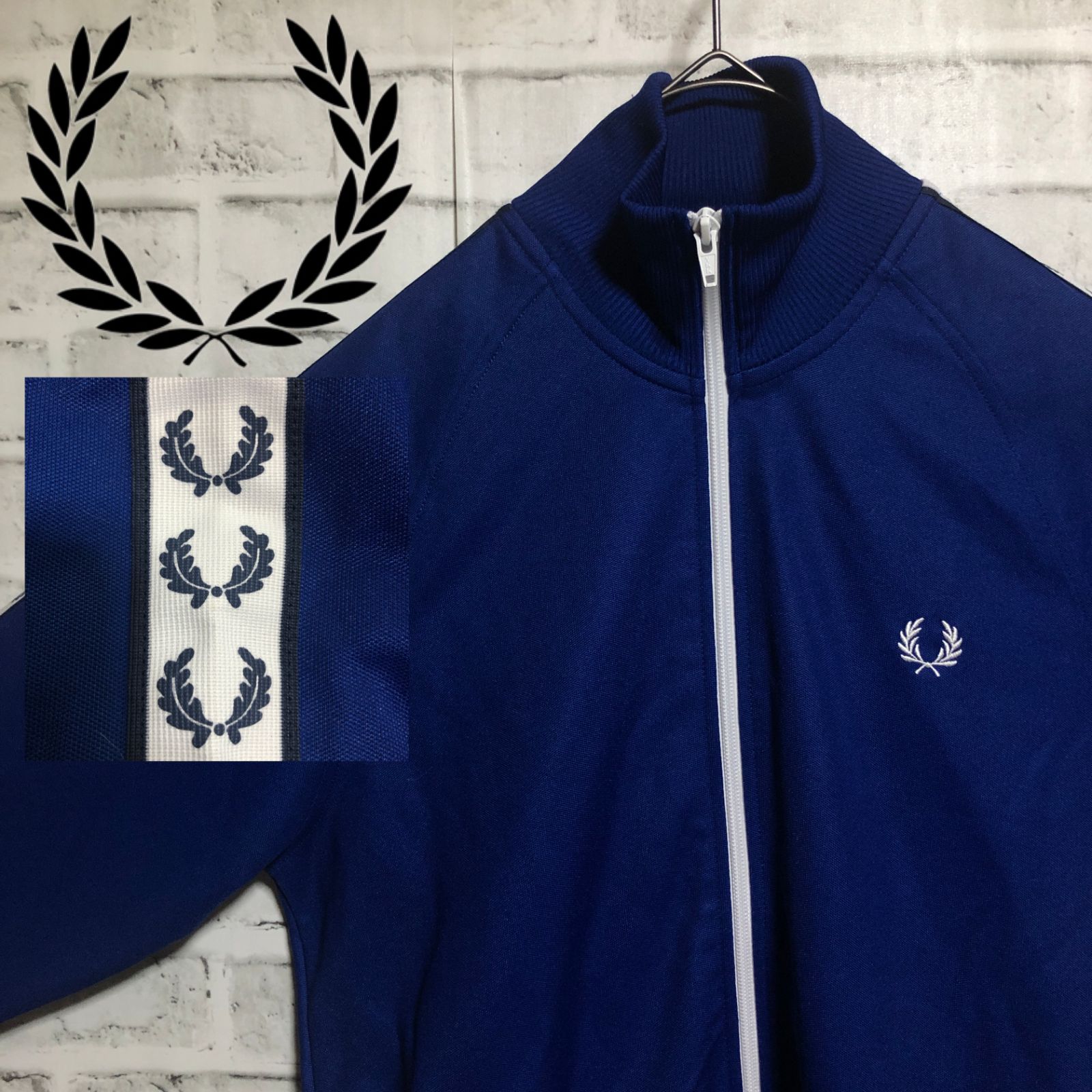 Fred Perry⭐️トラックジャケット 刺繍月桂樹/テープライン ブルー×白