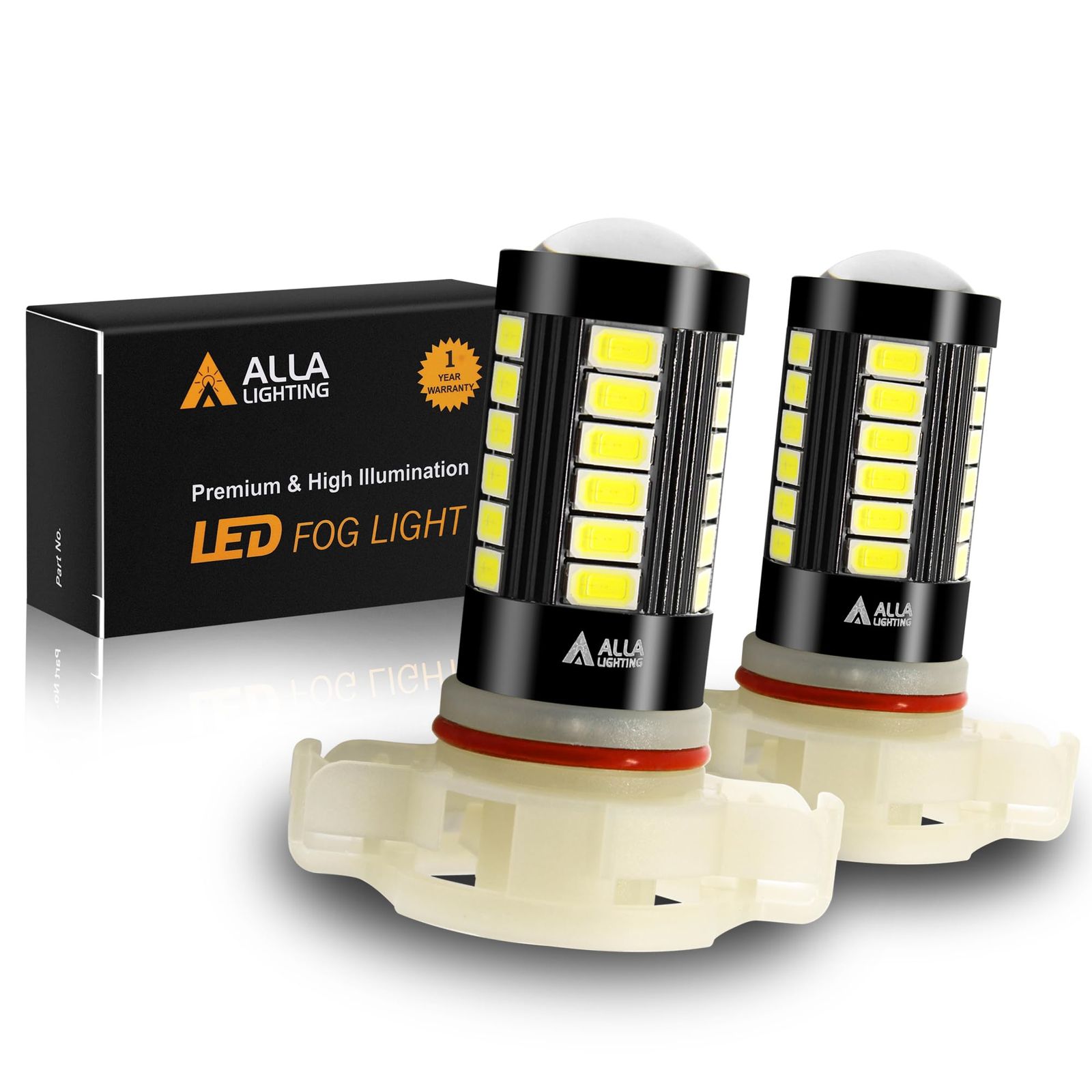 Alla Lighting スーパーブライト 5202 PS19W LED フォグランプ 電球 PS24WFF 5201 DRL 6000K キセノン ホワイト 2800Lms 12V 交換用 5730 33-SMD LED