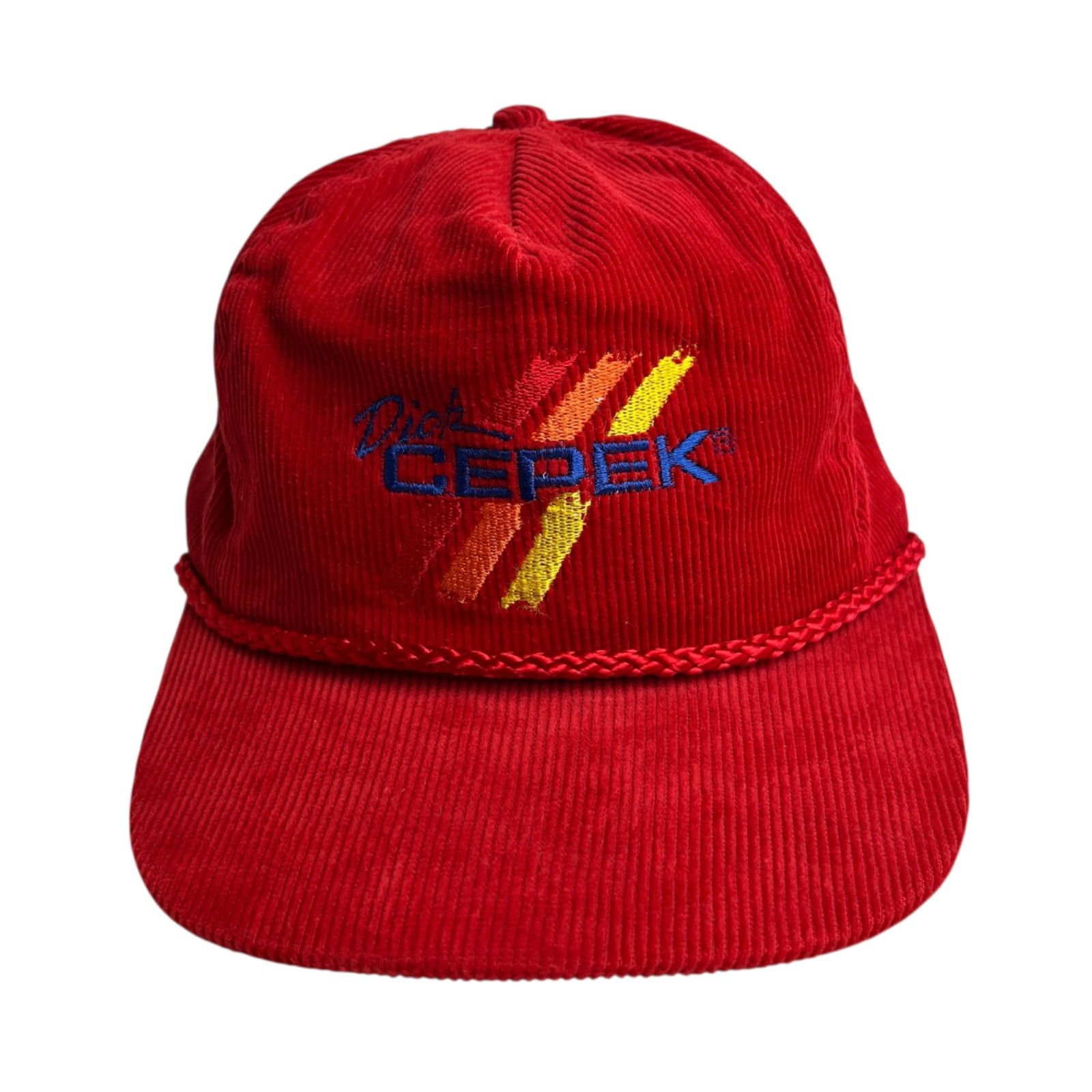キャップ|帽子 Dick CEPEK ディックシーペック コーデュロイキャップ ビンテージキャップ 企業ロゴ 刺繍ロゴ レッド 赤
