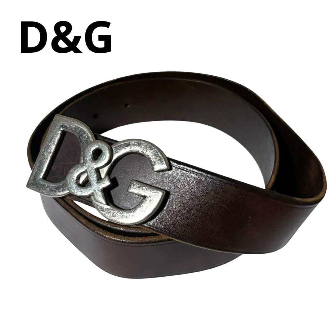 ドルチェ＆ガッバーナ ドルガバ レザーベルト プレートバックル ロゴ刻印