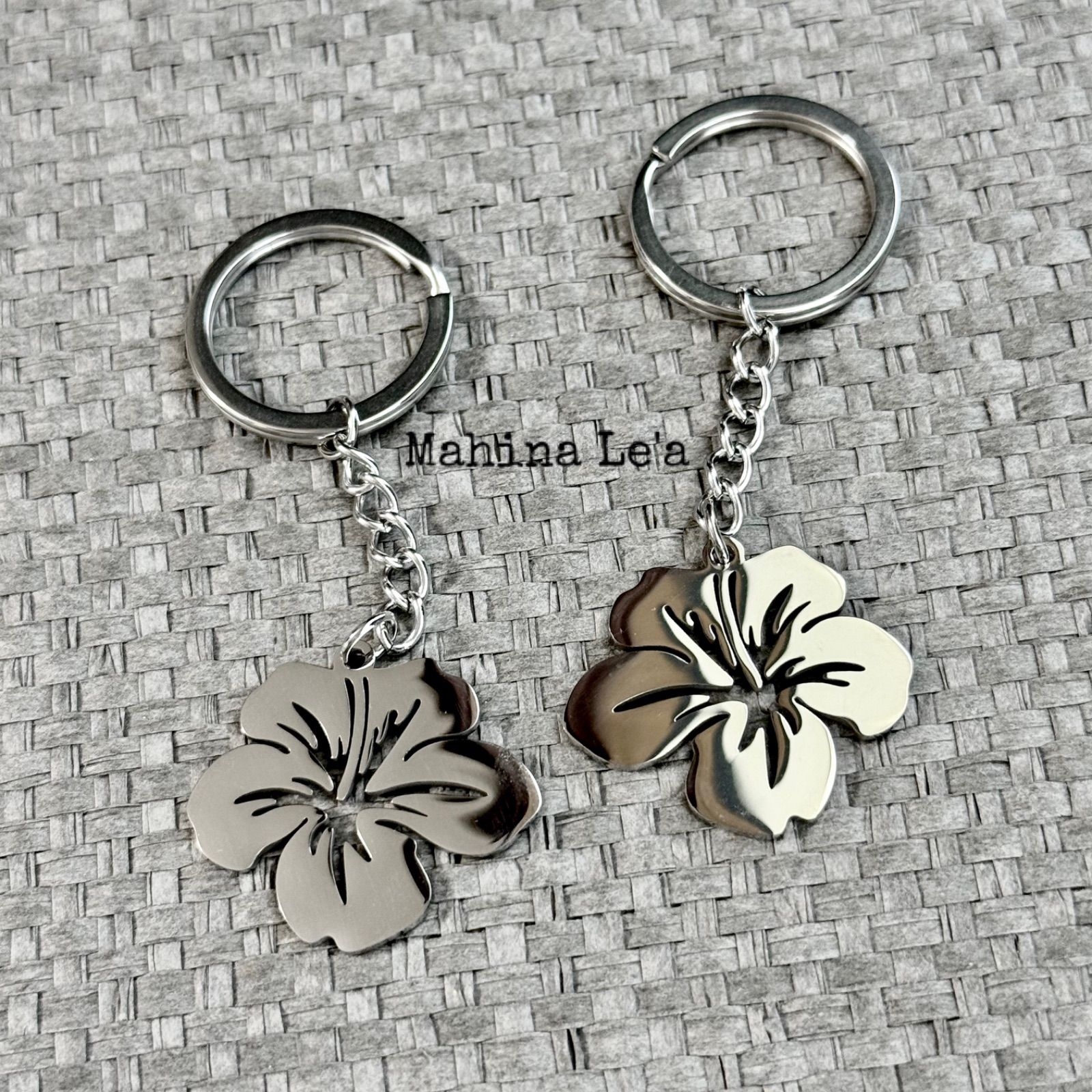 ハイビスカス hibiscus キーホルダー ステンレス製 シンプル