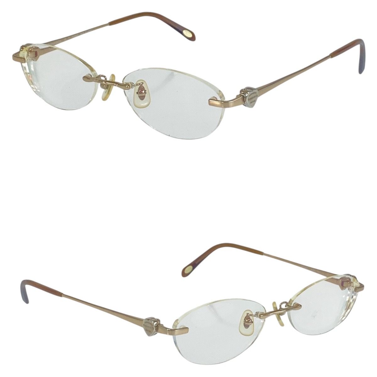 美品 TIFFANY&amp;Co. ティファニー ハート ゴールド ブラウン メタル /プラスチック TF1064T 6055 52◻︎16 135 サングラス オーバル レディース 501025 【中古】 Tiffany & Co. - 美品 TIFFANY&Co. ティファニー ハート ゴールド