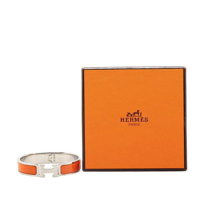 エルメス クリックH PM シルバー オレンジ メタル レディース HERMES