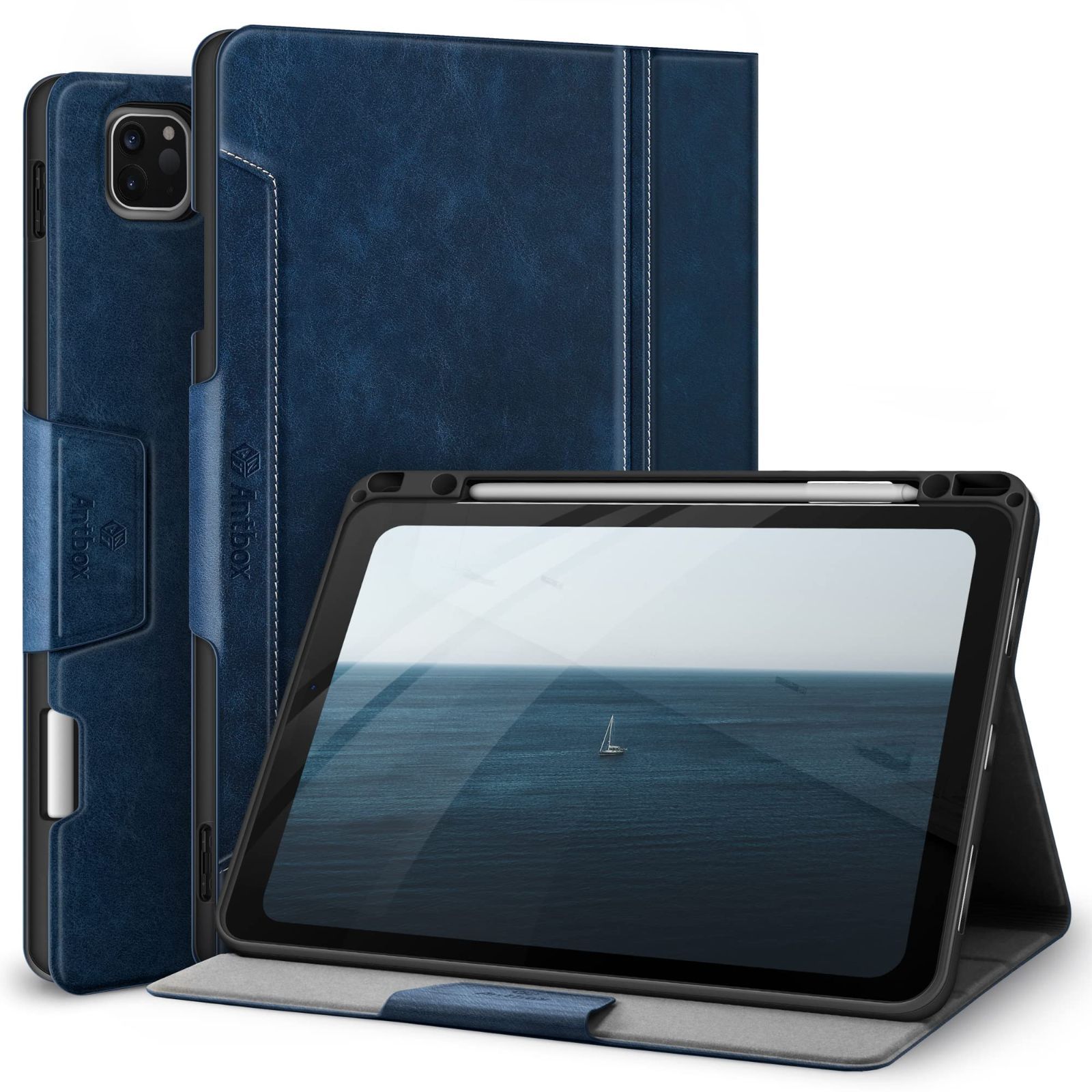【新着商品】iPad iPad 12.9 第5/4/3世代(2021/2020/2018) 兼用ケース 12.9 Apple Pencil 2022 2 収納/ペアリングとワイヤレス充電対応 ケース ひび割れ防止 高級ソフトPUレザー 第6世代 iPad Pr