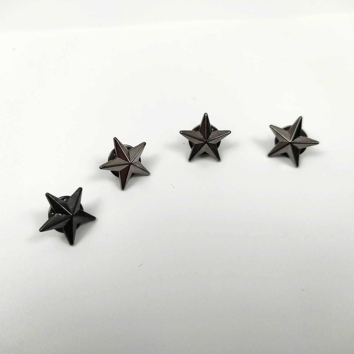 星 五角形 ピンバッジ 4個セット ピンズ 立体 アンティーク調 銅