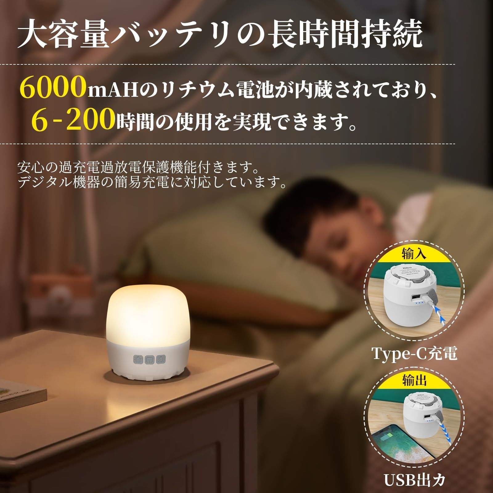 ledランタン ハンギング ライト 6000mAH Type-C 充電式 4色切替 無段階調光 電球色/自然白/昼白色 小型 マグネット式付き  アウトドア/キャンプ/夜釣り/ハイキング/緊急SOS/家庭照明/停電/地震など防災用【連続点灯200時間】 - メルカリ