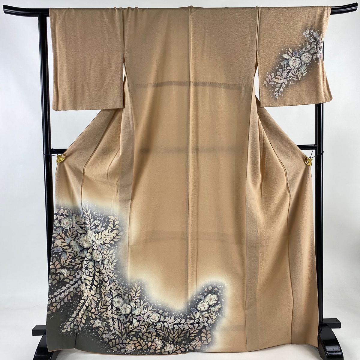 付下げ 身丈170.5cm 裄丈67cm M 袷 やまと 辻が花 ぼかし 染め分け 薄オレンジ 正絹 名品