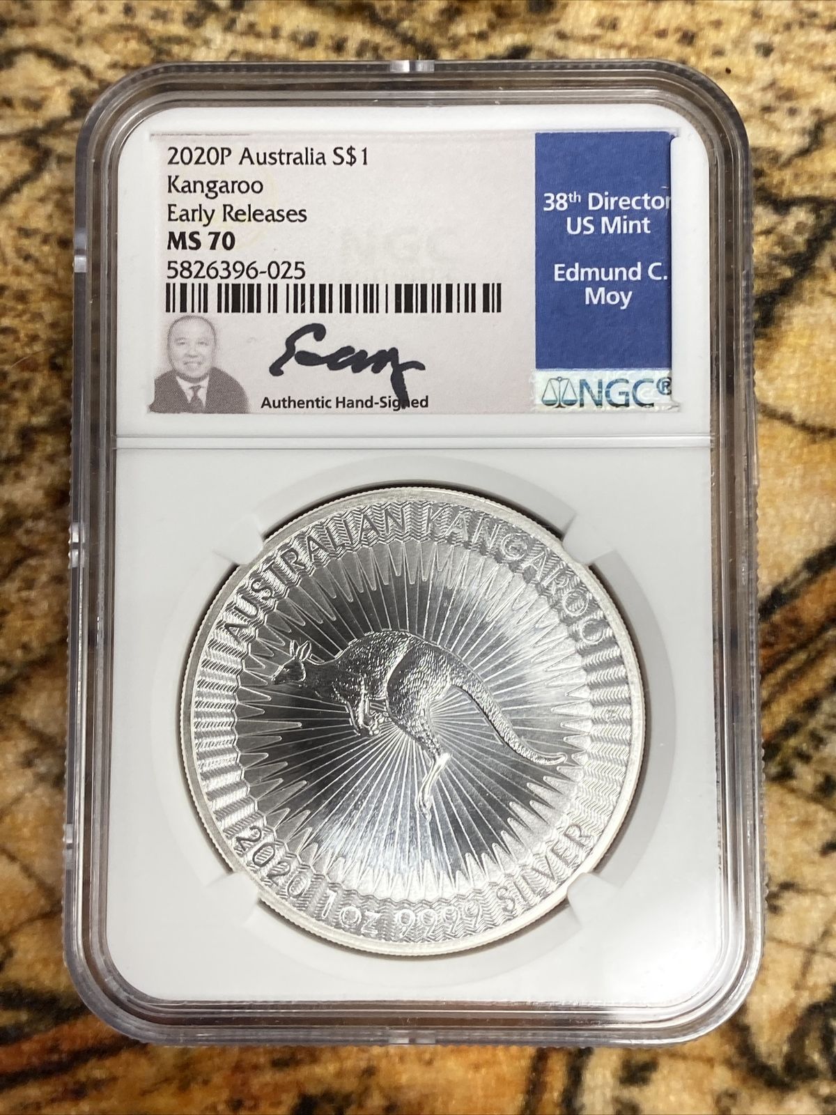 2020 P Atralia S$1 Kangaroo Early Releases MS70 signed Edmund Moy