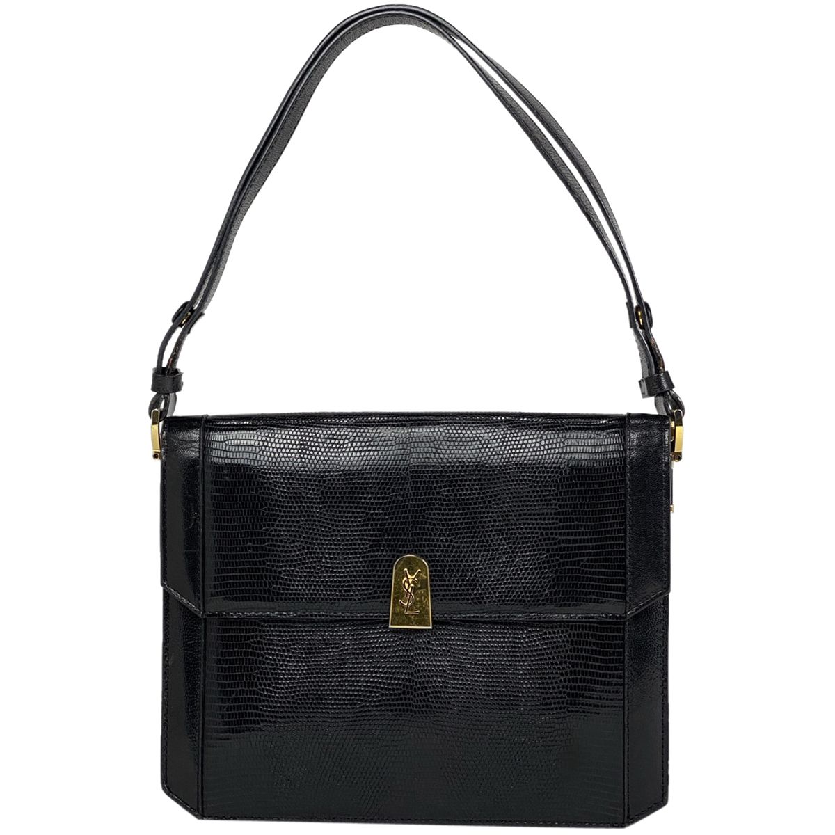 イブサンローラン YSL リザード型押し レザー ショルダーバッグ イブサンローラン YSL リザード型押し レザー ショルダーバッグ