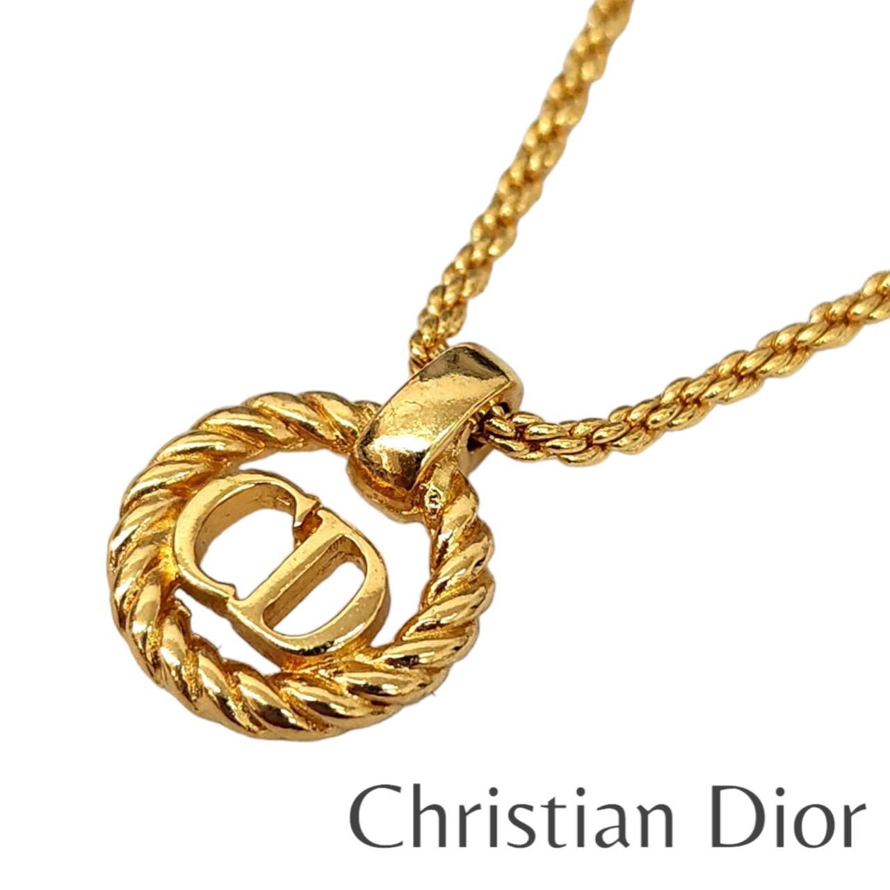 Christian Dior クリスチャンディオール ネックレス CDロゴ ゴールドカラー アンティーク アクセサリー ブランド小物