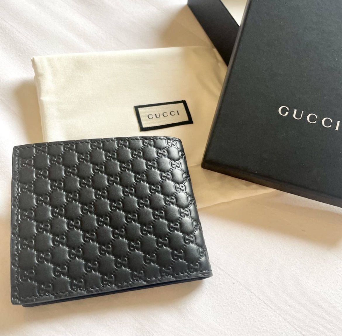 新品】GUCCI グッチ マイクロGGシマ 二つ折り財布 小銭入れ付き 2 
