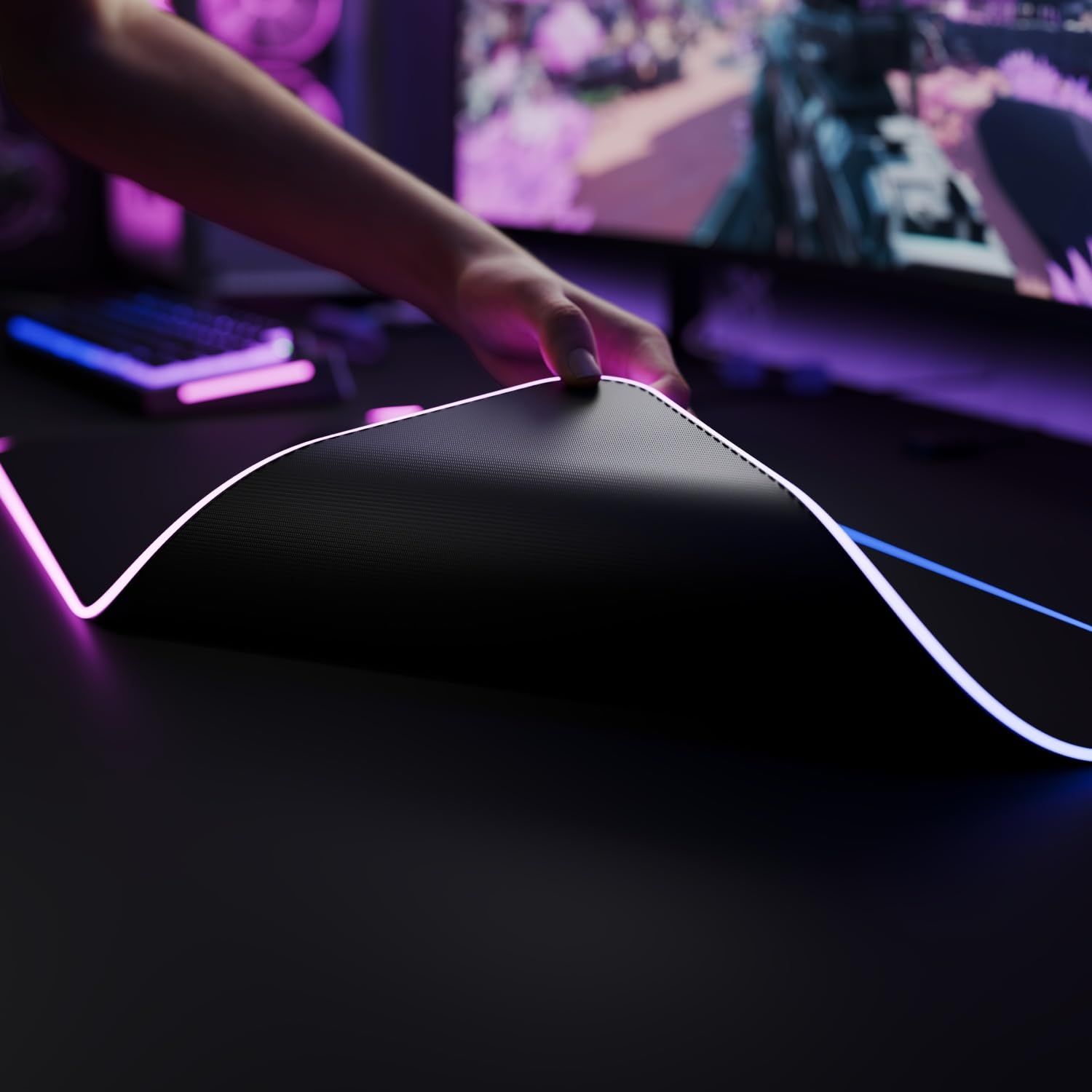 Glorious Mouse Pad 2 GLED XL Extended Black RGBライティング搭載 布製ゲーミングマウスパッド XL Extendedサイズ 610 x 355mm GLO-MP2-GLED-XLE-B MS0773