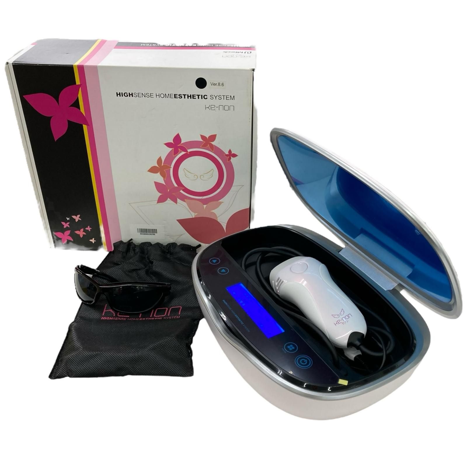 186000 現状品 KE-NON ケノン 家庭用脱毛器 フラッシュ式 エムテック バージョン8.6J NIPL-2080 パールホワイト 光美容器