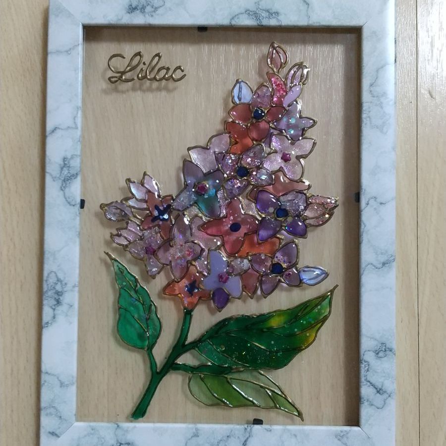 幸運☆天然石水晶のベニテングダケステンドグラス風/風水