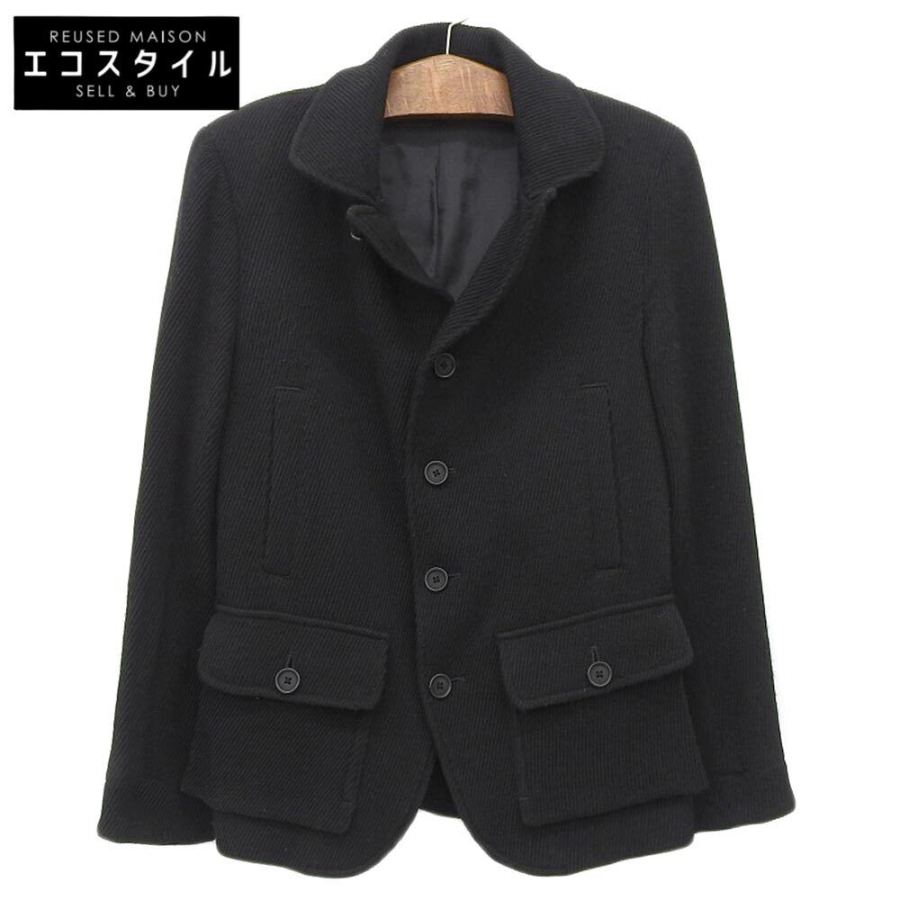 Yohji Yamamoto ヨウジヤマモト Yohji Yamamoto ヨウジヤマモト 綾織 ウール 4ポケット ショート コート メンズ ブラック HQ-J14-105 13AW 1
