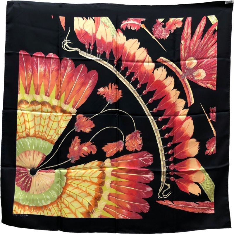ファッション通販 安い HERMES エルメス スカーフ カレ90 BRAZIL(detail) フェザー柄 小物