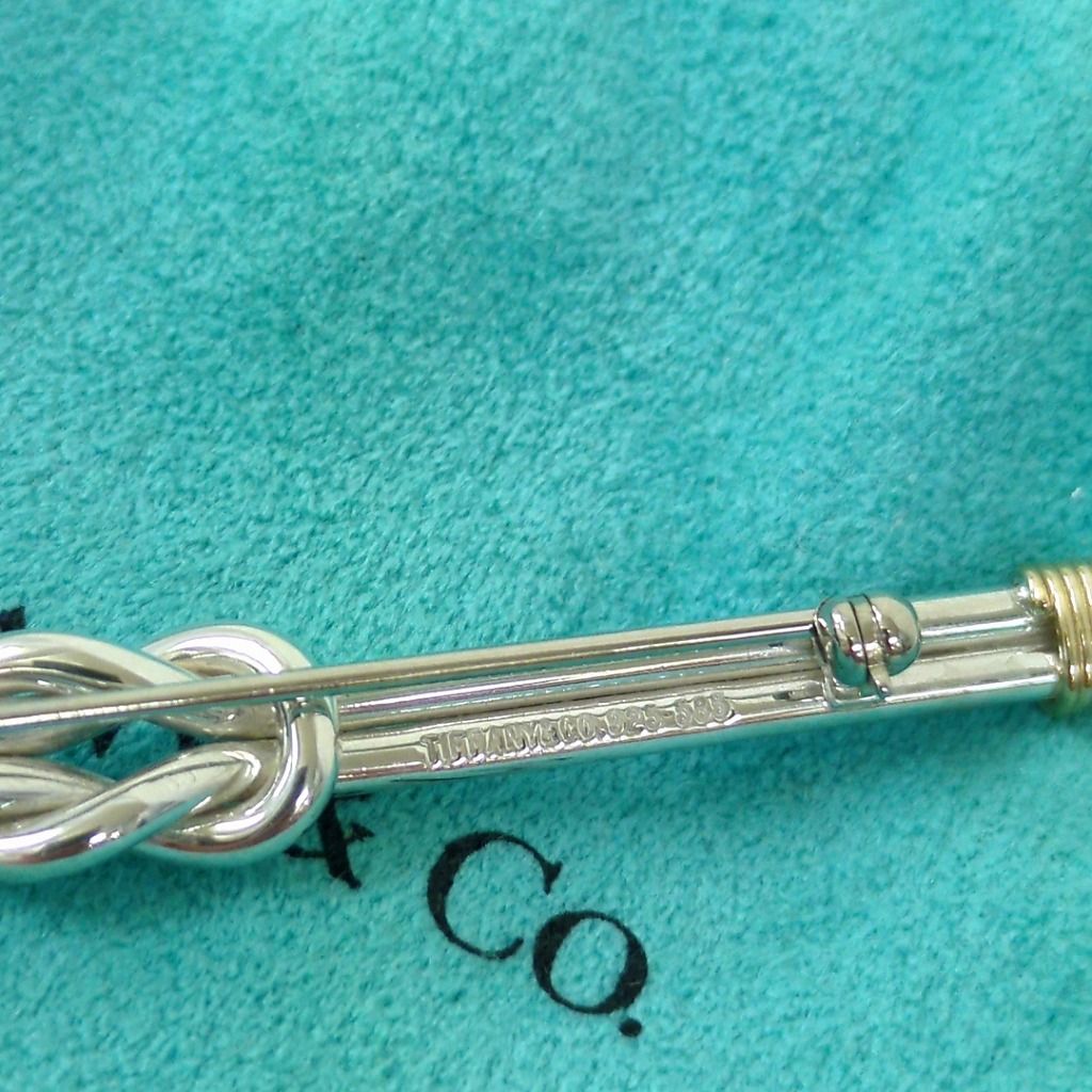 TIFFANY ティファニー ノット コンビ ブローチ K14 × SV925