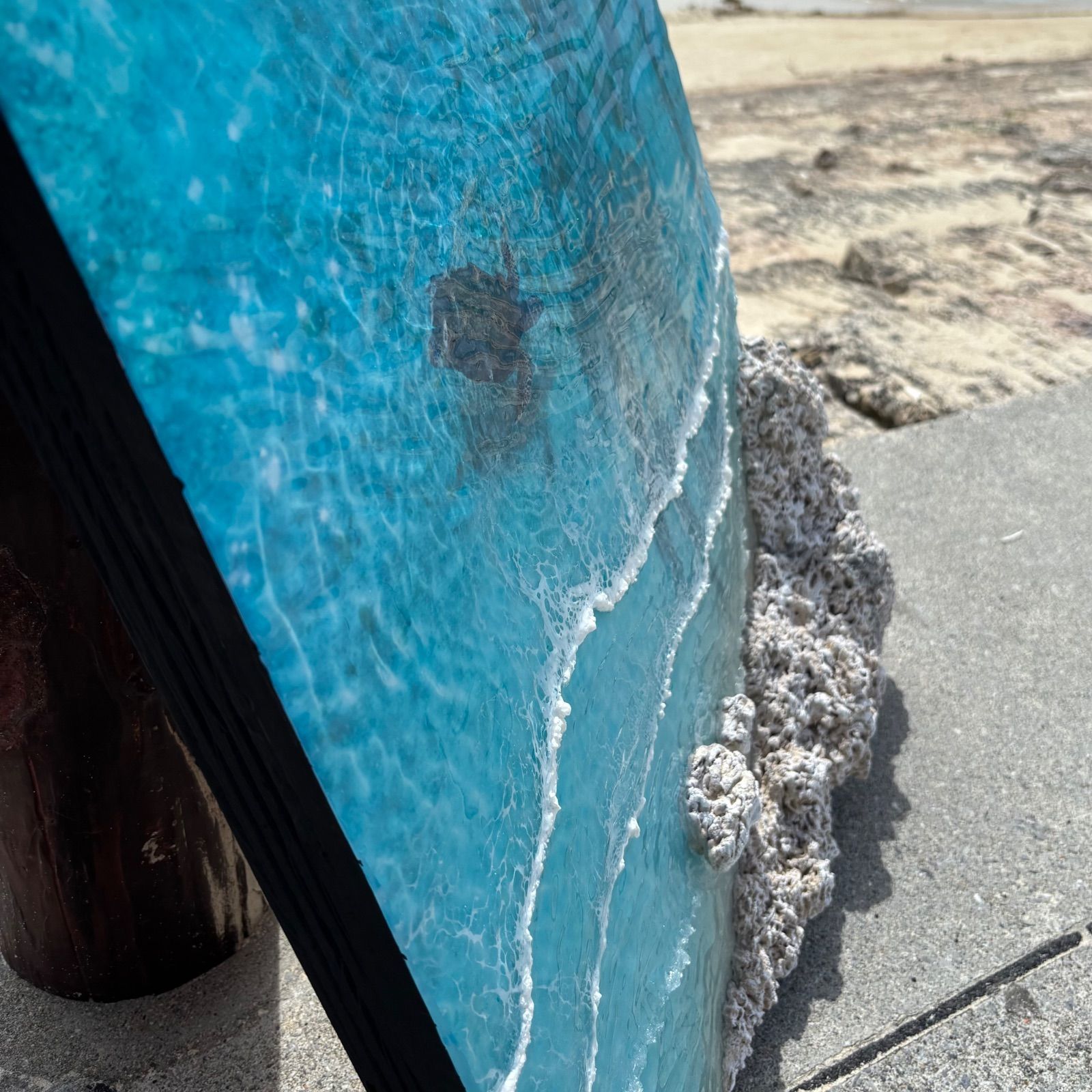 u003cヤシの影u003e 超立体 沖縄の海 レジンアートボード 美ら海