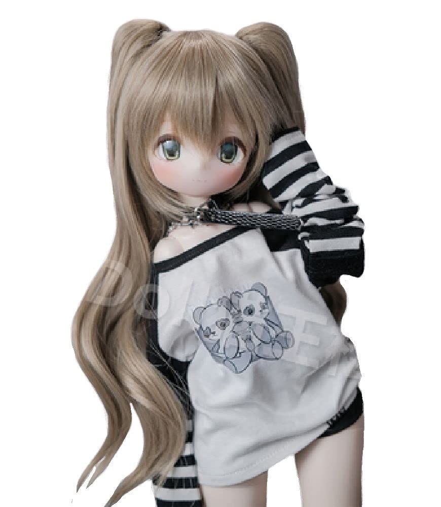 【新着商品】89インチ カツラ ウィッグ トップツインテール 耐熱 ゆるロングヘア 1/3サイズ ドール用 BJD S318 DD DDS EARTH MDD YR (ライトブラウン)