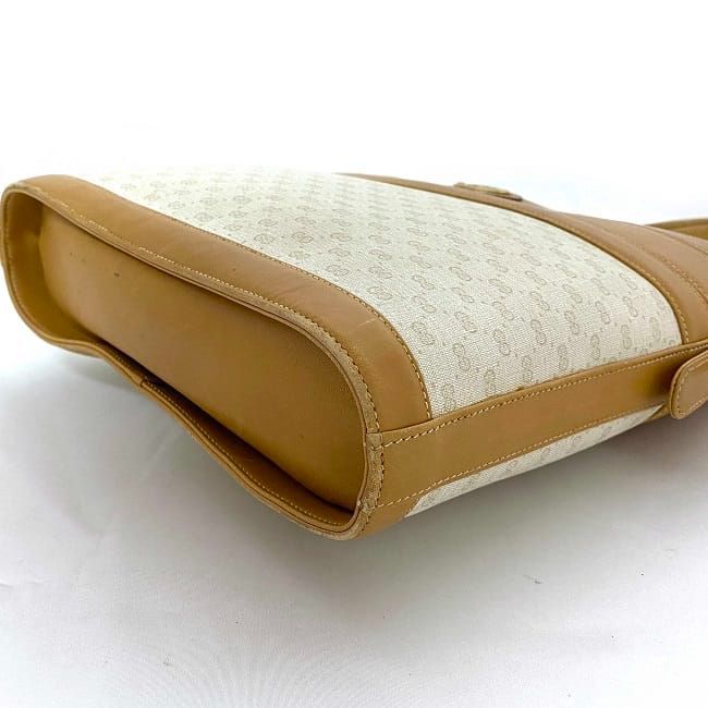 【美品】グッチ ショルダー バッグ マイクロ GG ブラウン ベージュ グッチ GUCCI オールドグッチ ヴィンテージ マイクロGG PVC レザー