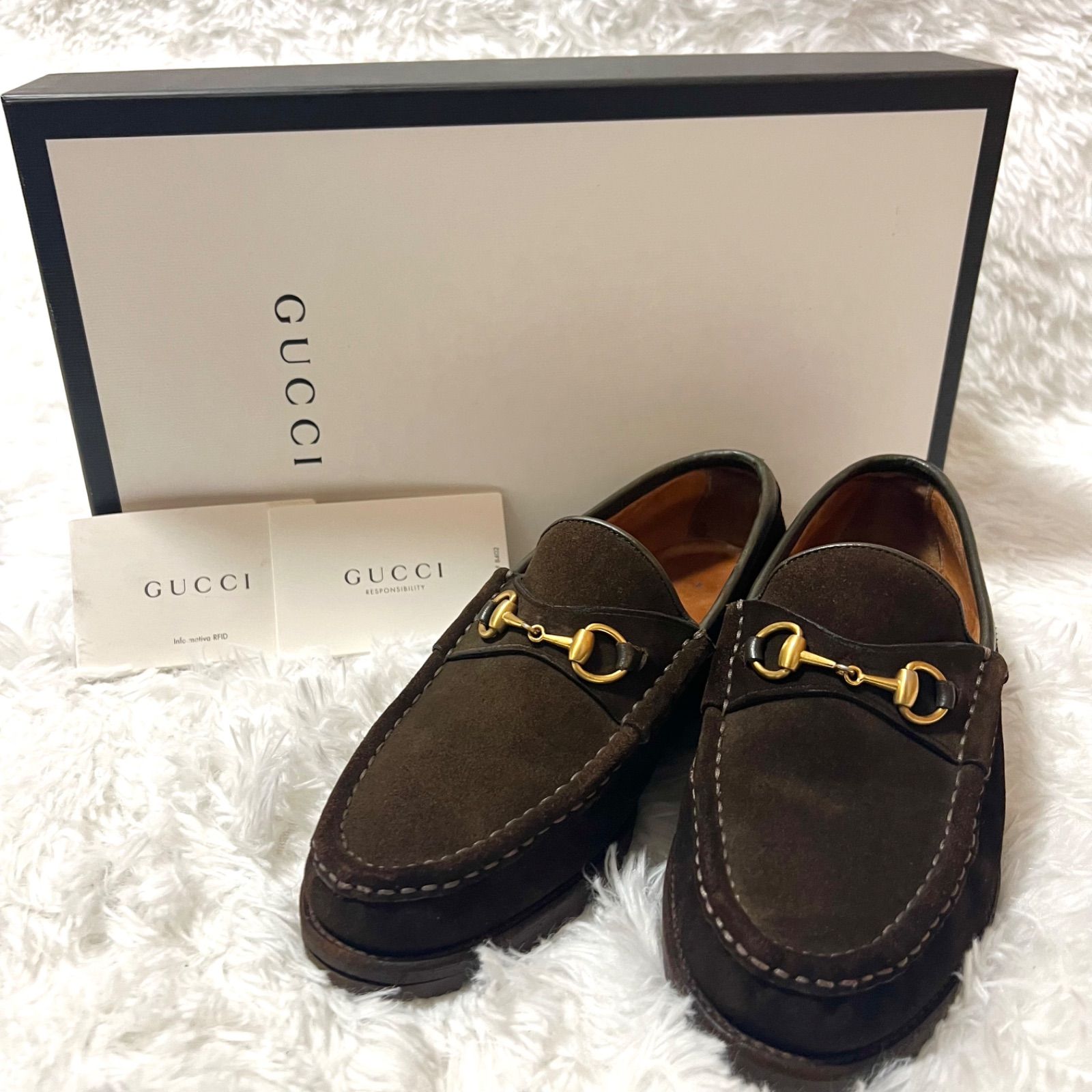 GUCCI ビットローファー スエード ブラウン 101 6105 37C - メルカリ