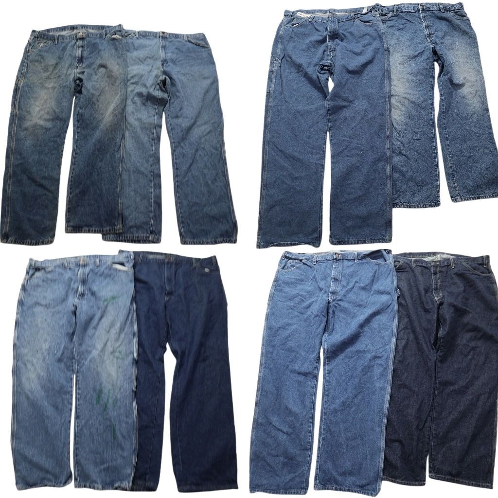 古着卸 ディッキーズ Dickies ペインターデニム パンツ 8枚セット メンズ 42 |44 |48 アメカジ フェード 古着 NA3488