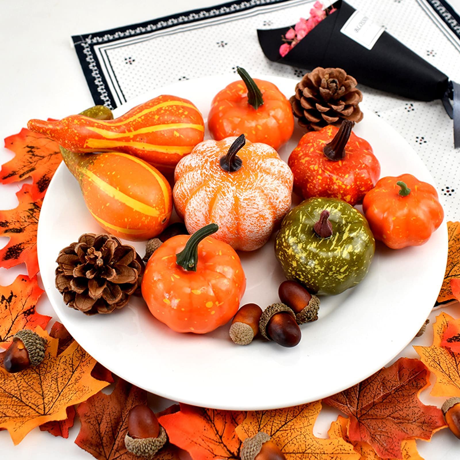 売切注意 Haodeliy ハロウィン かぼちゃ 50PCS ハロウィン飾り ミニ かぼちゃ 偽パンプキン 松ぼっくり どんぐり 紅葉 ハロウィン置物セット ハロウィン 感謝祭 季節飾り パーティー 店舗 部屋 撮影 小物などに飾り付け オブジ