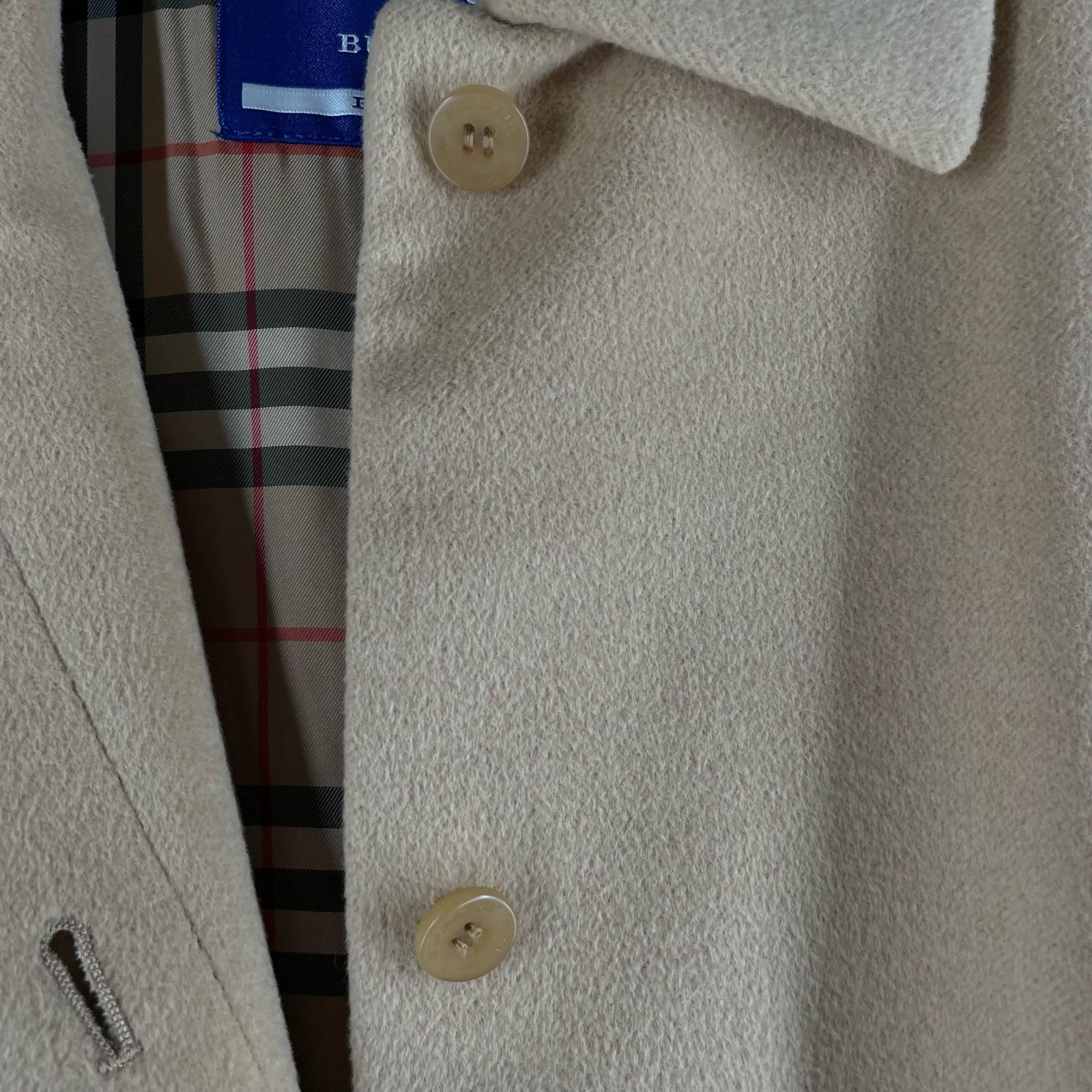 BURBERRY BLUE LABEL ロングコート アンゴラ混 チェック