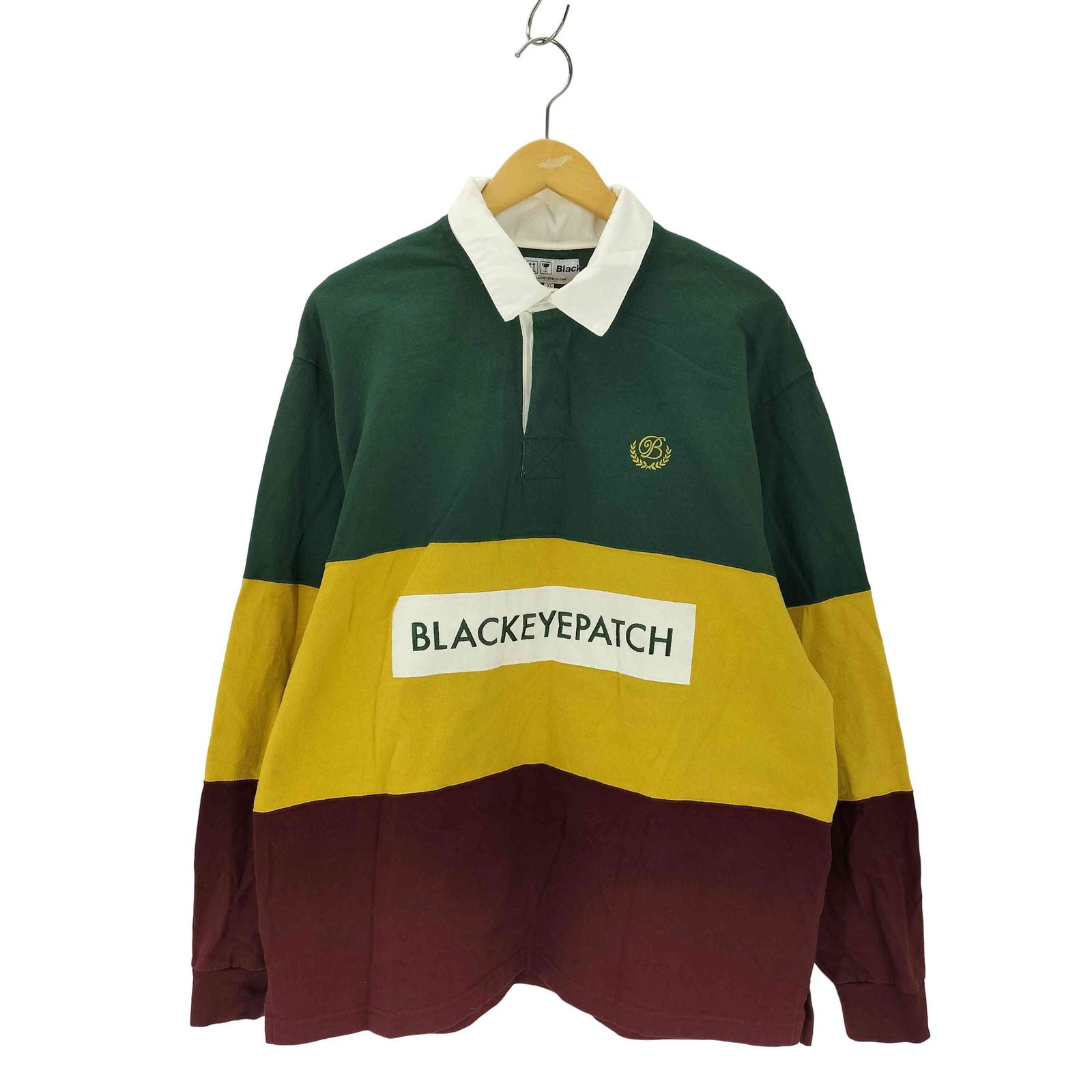 ブラックアイパッチ Black Eye Patch B EMBLEM 3 TONE RUGBY SHIRT 