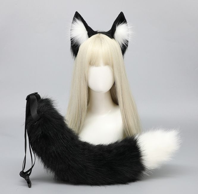 動物の耳のヘッドドレス 白いキツネの耳のヘッドバンド