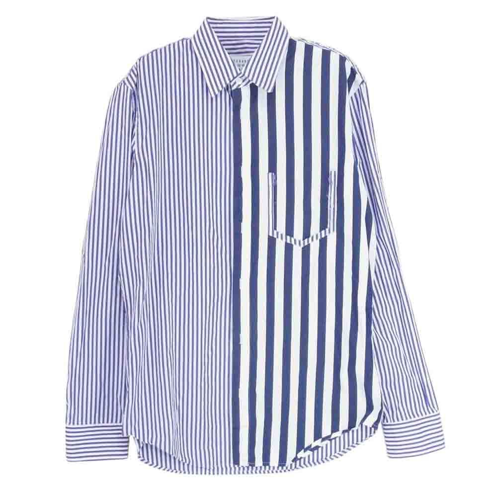 MAISON MARGIELA メゾンマルジェラ 19SS S50DL0383 COMBO STRIPE SHIRT コットン ストライプ シャツ  ブルー系 38【中古】 - メルカリ