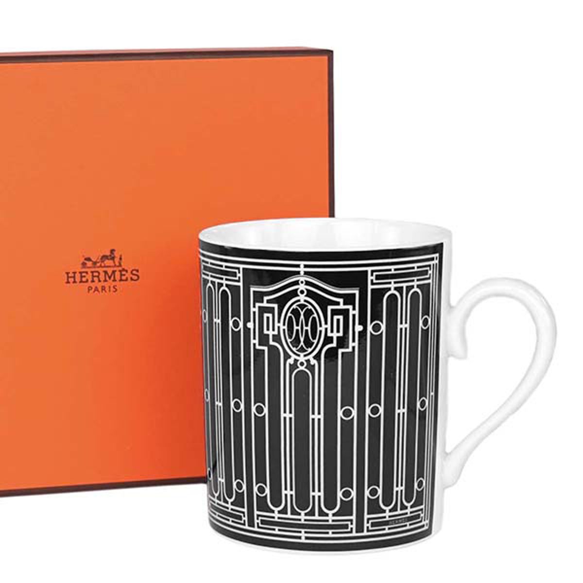 エルメス 食器 HERMES 037131P H DECO Hデコ マグカップ 単品 ブラック＋ホワイト WWW_SKLAD-KIRPICHA_RU