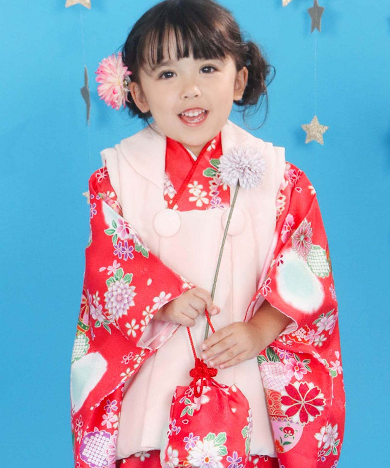 KYOETSU キョウエツ 七五三 3歳 女の子 ガールズ 着物 セット 被布 無地被布 小物 フルセット 753 1 紅鞠の花舞 90 100 cm お昼寝用 着物 産着 