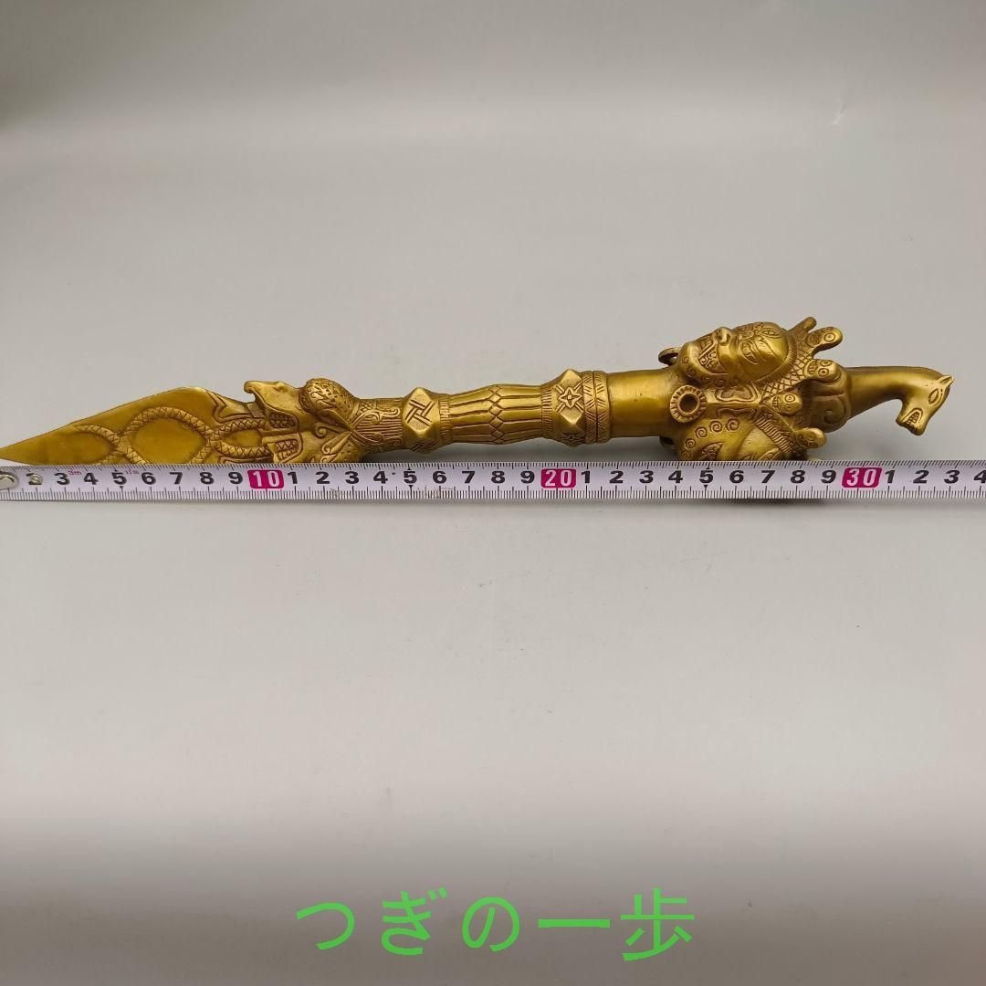 銅製 法器 三象馬頭金剛杵 降魔杵 鎮宅辟邪 開運風水 招財置物
