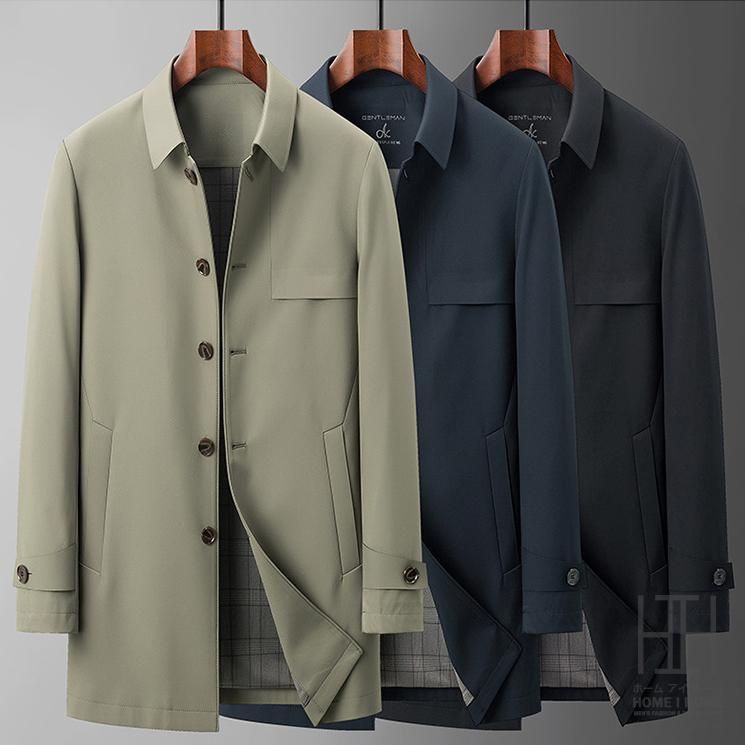 アウター ステン コート メンズ 無地 チェスターコート ミドル丈 シンプル 紳士服 通勤 春 春服 スタイリッシュ メンズコート