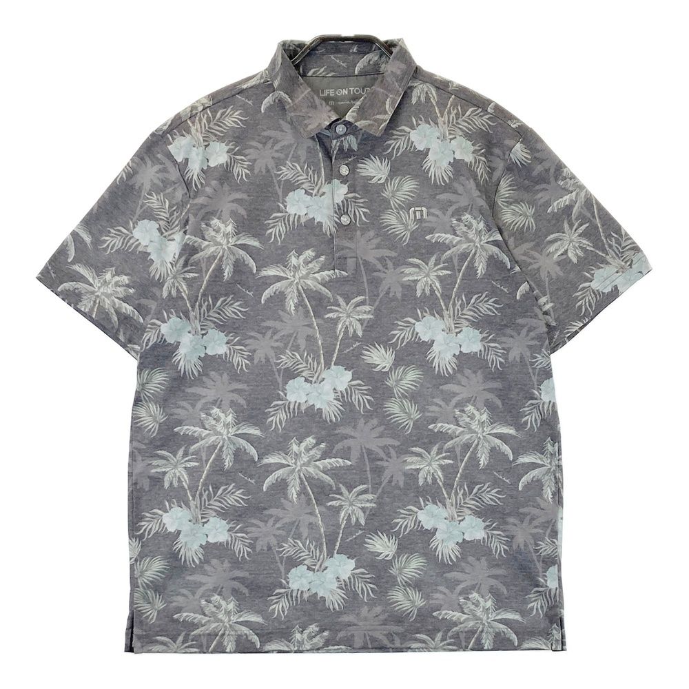 サイズ M TRAVIS MATHEW トラビスマシュー 半袖ポロシャツ 総柄 グレー系 240101538587 ゴルフウェア メンズ ストスト