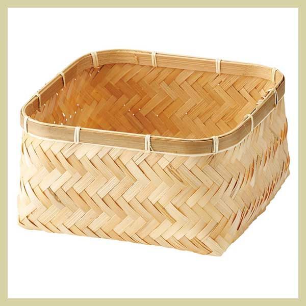 竹』四角タイプバスケット「23×23×13cm」 ※アジアン雑貨,リーズナブル