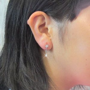 ダイヤモンド ピアス ゴールド 10k スター 星 ドロップ つゆ 揺れる 10金 K10 セール 2024 夏
