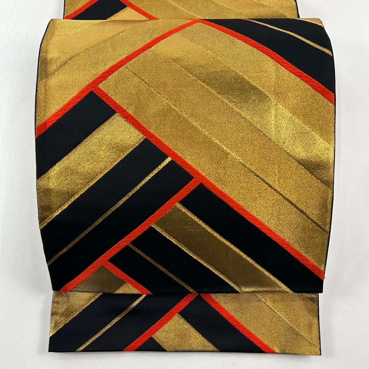 袋帯 美品 秀品 幾何学 金彩 金色 六通 正絹 【中古】