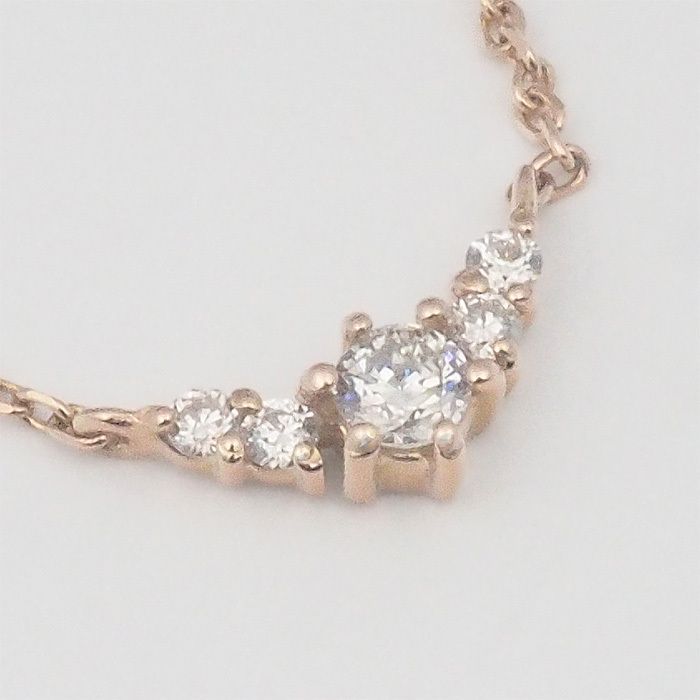 アガット agete ダイヤモンド/0.08ct ネックレス K18PG