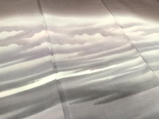 平和屋着物○訪問着 紬地 雲重ね霞文 暈し染め 正絹 逸品 AAAZ0235zg