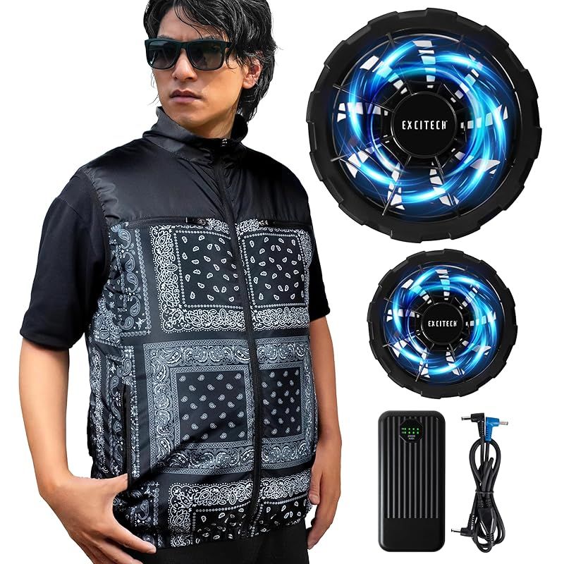 Ｅｘｃｉｔｅｃｈ ベスト ファンバッテリーセット ペイズリー ブラック Lサイズ 0