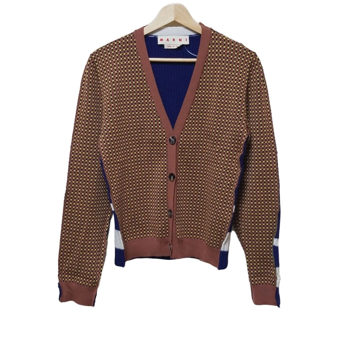 MARNI マルニ カーディガン サイズ40 M レディース - ブラウン×ネイビー×マルチ 長袖