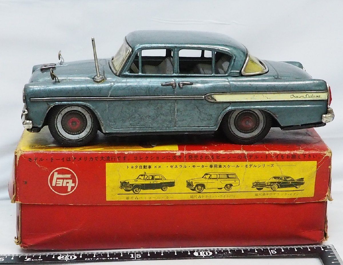 萬代屋【TOYOPET CROWN DELUXEトヨペット クラウン デラックス青ミラー付】ブリキtin toy car自動車□BC BANDAI赤箱 バンダイ【箱付】0373 - メルカリ