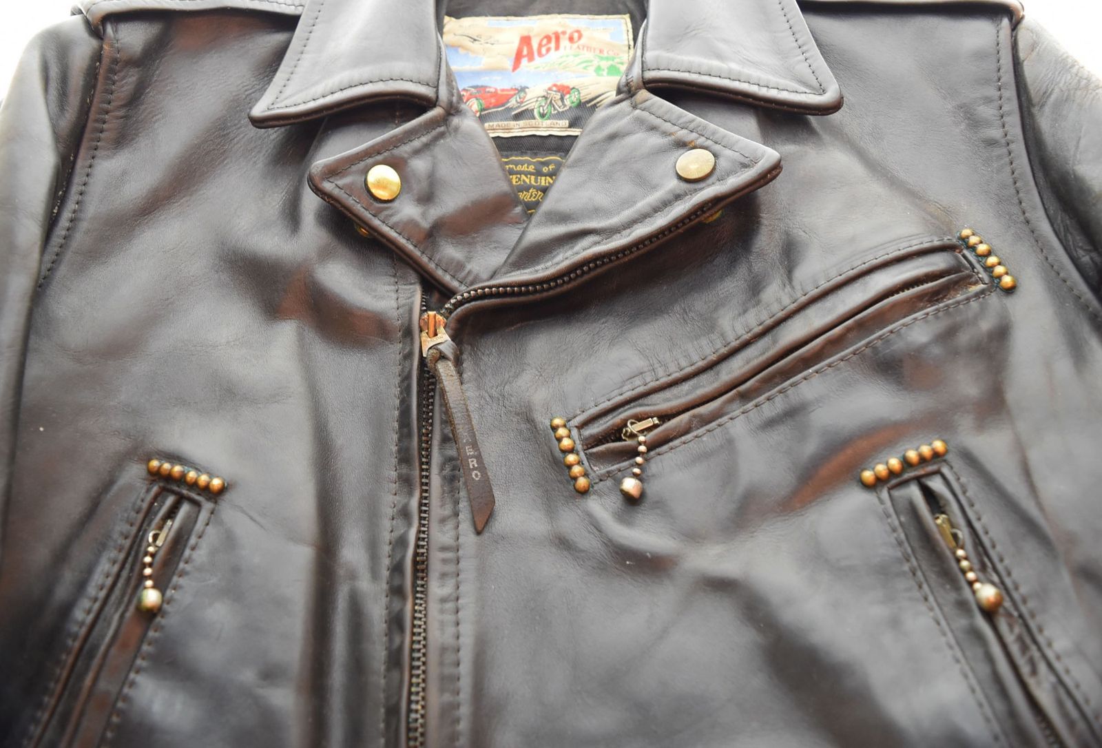 エアロレザー AERO LEATHER ダブルライダース レザージャケット 黒 34